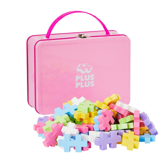 BIG Metal Suitcase - 70 pc in pink with a pile of pastel BIG pieces