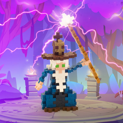 Tube - Wizard: wizard build with staff and lightning in an illustrated purple scene