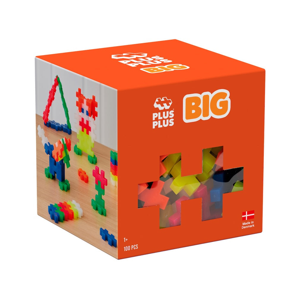 Plus-Plus BIG 100 pc Neon Mix box, front view
