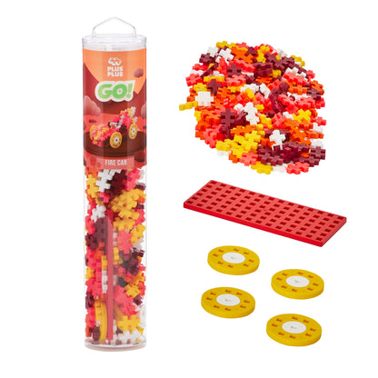 GO! tube with orange pieces, baseplate and wheels