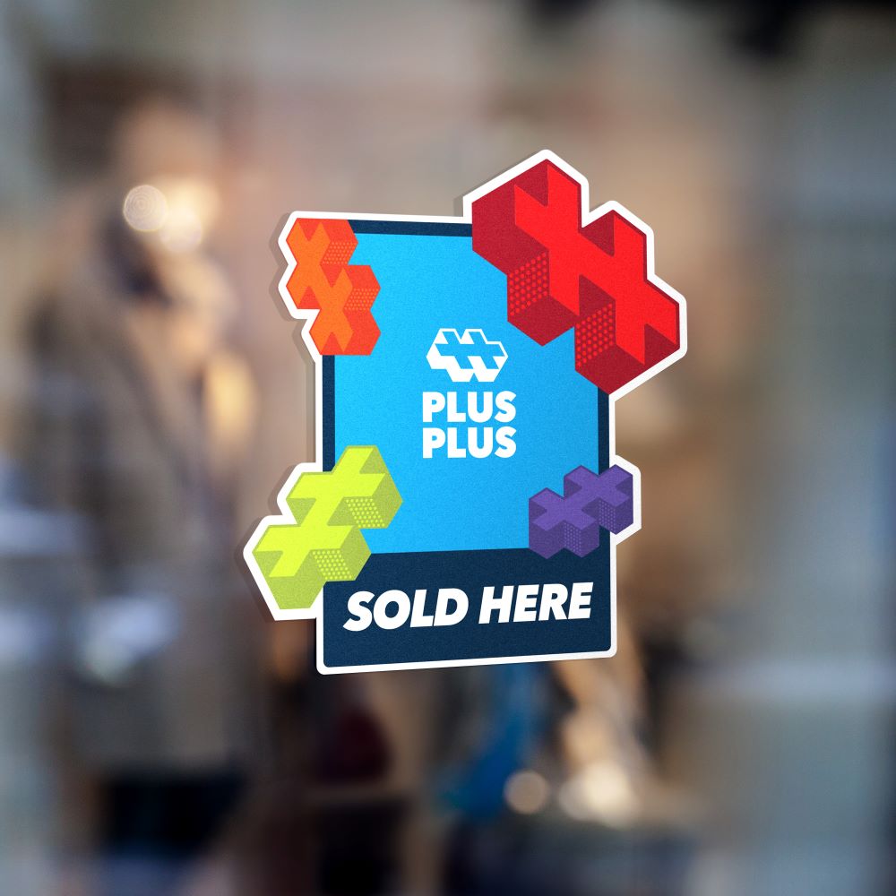 Plus-Plus "SOLD HERE" Window Cling