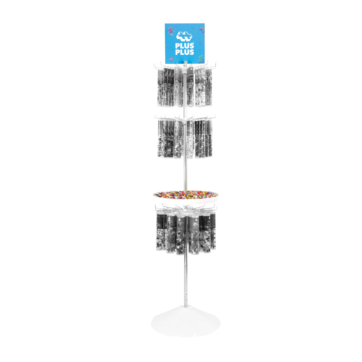 216 pc floor spinner display filled with Plus-Plus tubes