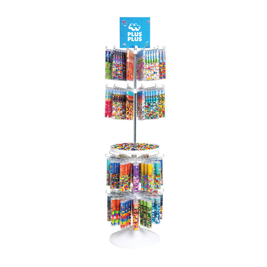 216 pc floor spinner display of Plus-Plus tubes