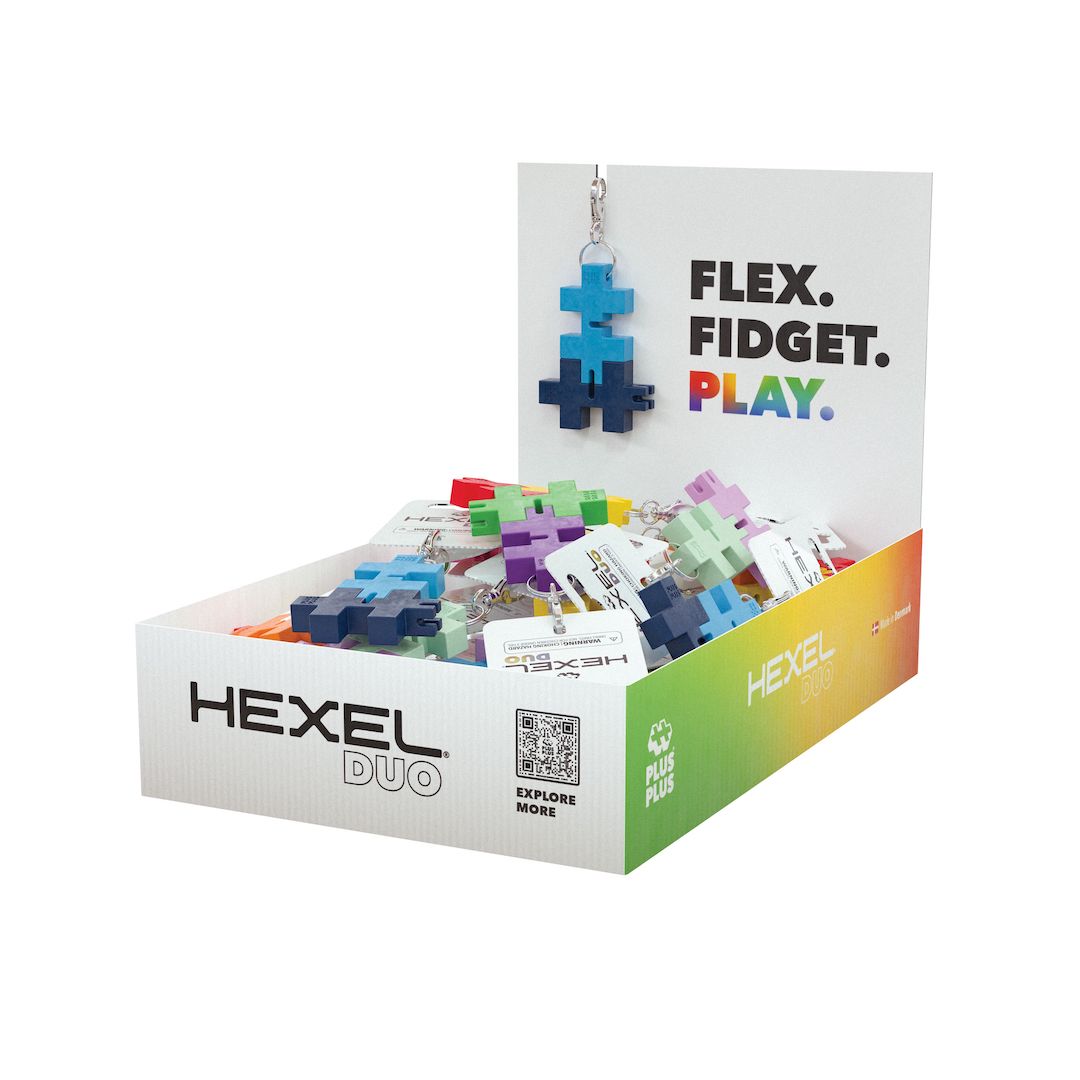 HEXEL® DUO Keychain Display Program: Flex. Fidget. Play. counter box