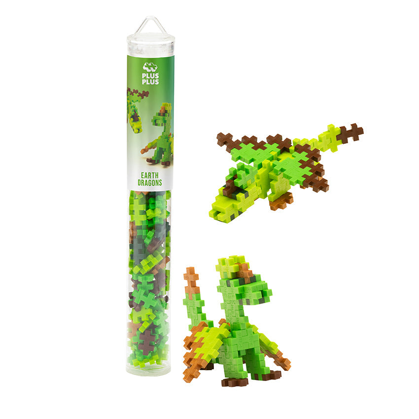 Tube - 100pc - Earth Dragons: tube with two green dragon builds